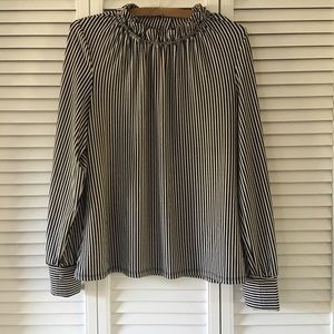 Adrianna Papell Black and White Striped Blouse -L